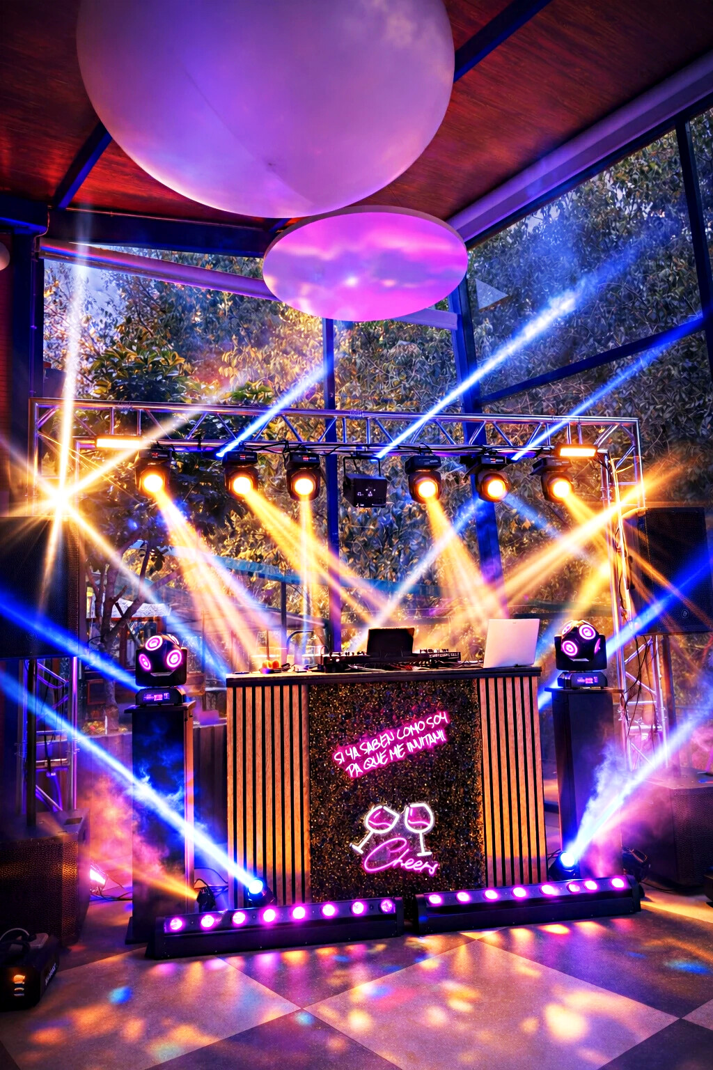 Chispas frías e iluminación de producción completa en una boda Sonoralia